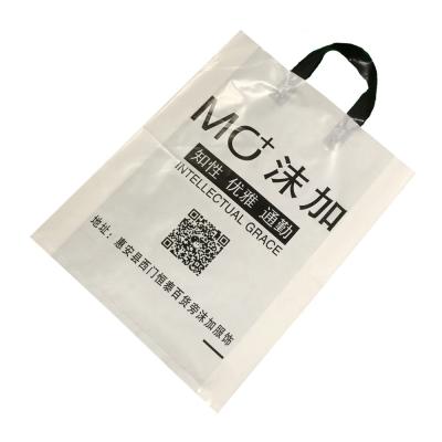 China Recyclable Wholesale Custom Printed Logo Ldpe Shopping Extra Strong Loop Handle Soft Plastic Bag for sale