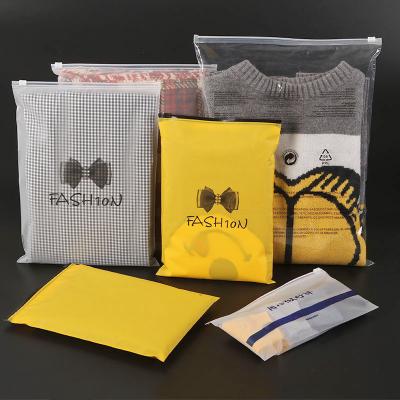 China Wholesale Recyclable Frosted Resealable PVC Poly Slider Zip Bags Custom Printed Clear Apparel Packaging Zipper Lock Bag for sale