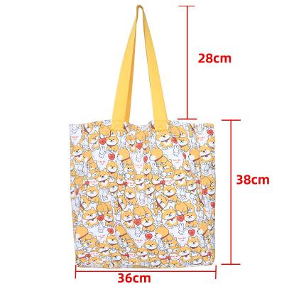 China ANTISTATIC Hot Selling Custom Printed Logo Beach Canvas Cotton Tote Bag Women Yellow Bear Shopping for sale