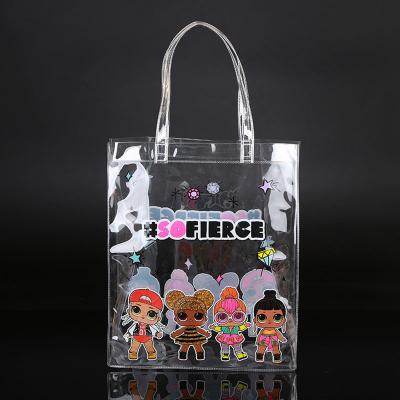 China Recyclable PVC Vinyl Tote Stadium Bag Trendy Gym Bag POCHETTE Cristal Promotion for sale