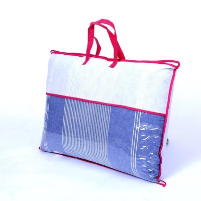 China Safety PVC Nonwoven Front Comforter Bag Plastic Back Pillow Covering Bag for sale