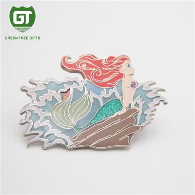 China Custom Belle Africa Free Sample Mermaid Metal Soft Enamel Lapel Pin Badge for sale