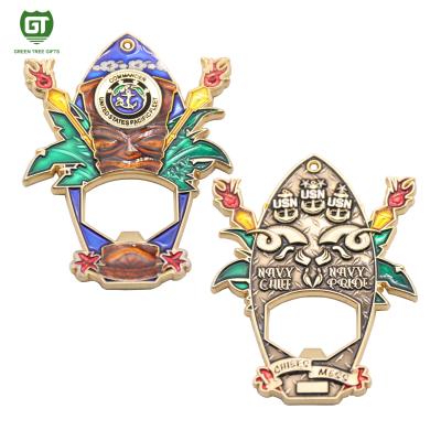 China Europe Gifts Hawaii Style Metal Custom Trendy Bottle Opener Used As Challenge Coin for sale