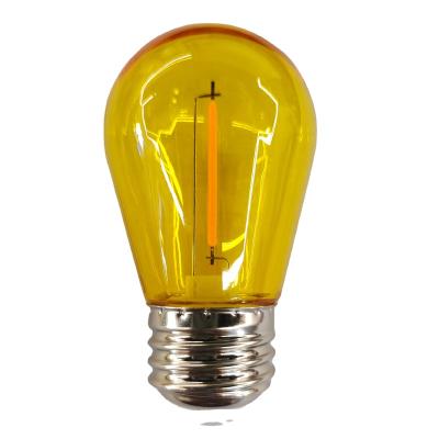 China Garden S14 filament light bulb with plastic bulb cover for led light 1W led bulbs for outdoor for sale