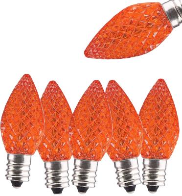 China Garden C9 Christmas Light filament Bulbs, Faceted E17  LED Strawberry Bulbs Shatterproof Orange for sale