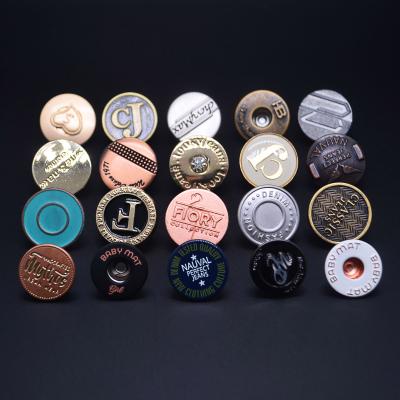 China Custom Denim Jean Button Rivets Push Buttons Viable Metal Logo Customized Brass Zinc Alloy for sale