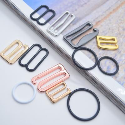 China Zinc Alloy Underwear Bra Swimsuit Accessories Metal Bra Rings Hooks and Sliders Strap Adjuster for sale