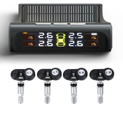 China Universal Fit Universal Tire Pressure Monitoring System TPMS Solar Power Radio with 4 External Sensors Monitor 4 Tires Pressure and Mood for sale