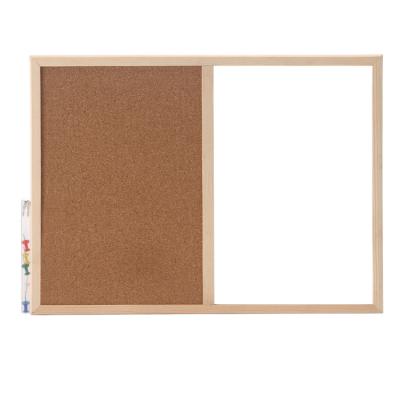 China Cork Board / Judged Board WD11 Pattern Magnetic Pine Wooden Framed Cork Bulletin Board Half Whiteboard Combination Board for sale