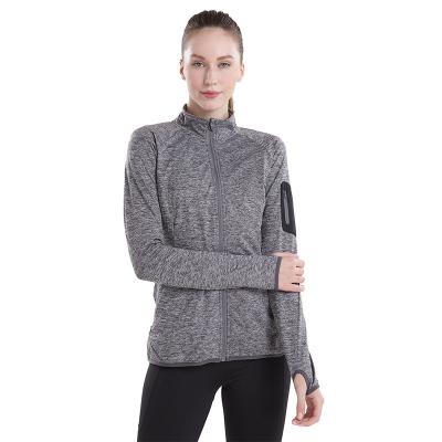 China Women Cardio Antibacterial Full Zipper Outdoor Jacket Slim Fit Long Sleeve With Thumb Holes for sale