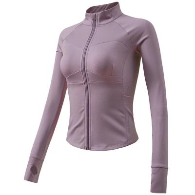 China Antibacterial Women Full Zip Running Cardio Jacket Track Jacket With Thumb Holes for sale