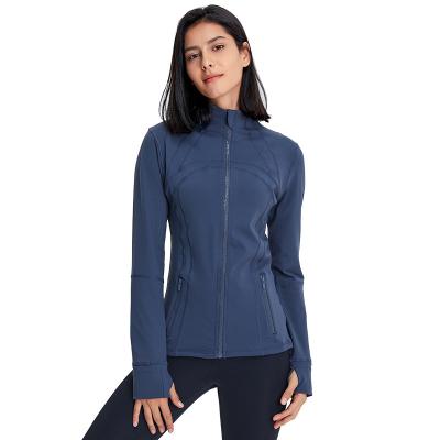 China Full Zip- Antibacterial Yoga Workout Womens Track Running Jacket With Thumb Holes for sale