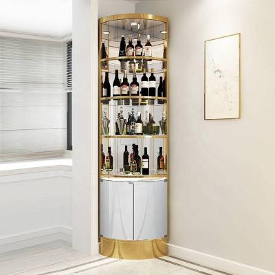 China Factory wholesale adjustable villa hotel high volume metal wine cabinet furniture in the living room home wine table for sale