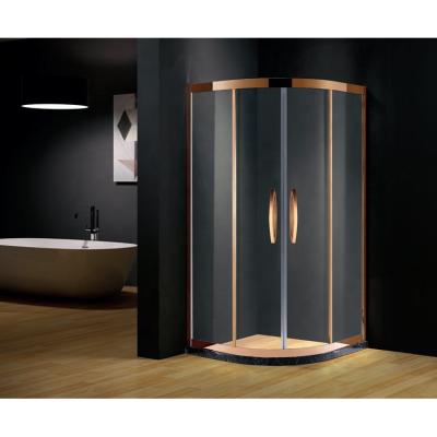 China Factory Excellent Sales High Strength V242 Rose Gold Stainless Steel Frame Directly Two Doors Sliding Shower Room for sale