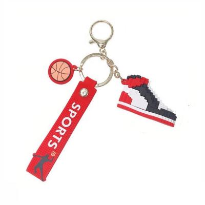 China Retro Plastic Sneaker Key Chain Shoes Building Blocks Pendants Accessories Keychains Designer Basketball Handmade Keychains PVC Series for sale