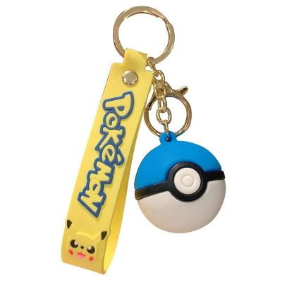 China Plastic Led Key Chain Ball Ring Polymerclay Rubber Key With Gold Carabiner for sale