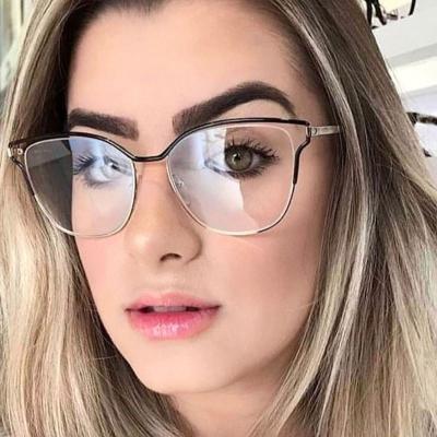 China Regulate and improve vision to prevent vision loss 2021 Newest Retro Cat Eye Glasses Anti Blue Light Metal Anti Blue Light Women Glasses Blocking View for sale