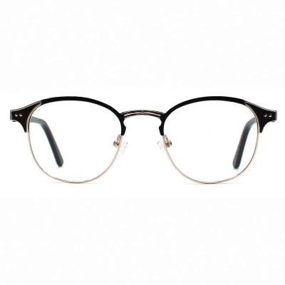 China New Custom Optical Frames LOGO Half Frame Round Glasses Frame Optical Glass Stainless Frame for sale