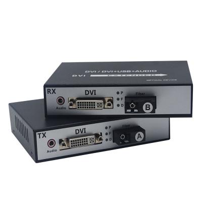 China Iron DVI Fiber Optic Exender With KVM Keyboard Mouse 1080p Loop Out Extra 20KM DVI Fiber Optic Converter for sale