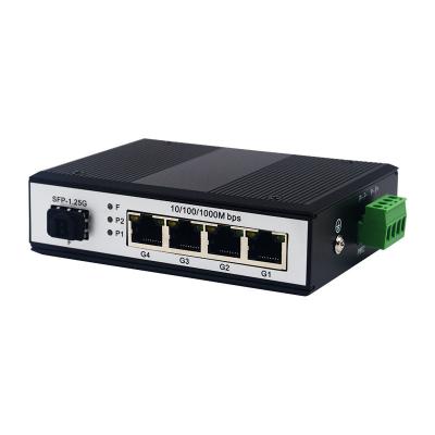 China Industrial Aluminum Alloy SFP to Ethernet RJ45 Media Converter 10/100/1000Mbps 4 Port SFP Slot Din-Rail Fiber Optic Transceiver 1 for sale