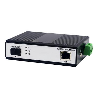 China Industrial Aluminum Alloy SFP to RJ45 Ethernet Media Converter 10/100/1000Mbps 1 Network Port SFP Slot Din-Rail Fiber Optic Transceiver 1 for sale