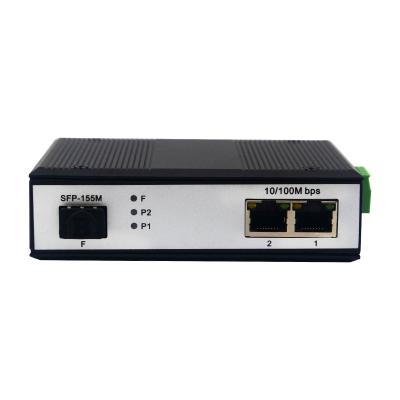 China Industrial Aluminum Alloy SFP to Ethernet RJ45 Media Converter 10/100Mbps 1 Port SFP Slot Din-Rail Fiber Optic Transceiver with POE for sale