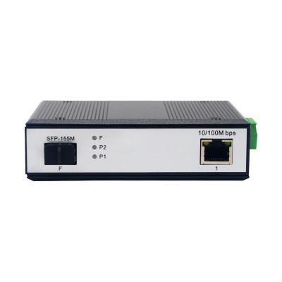 China Industrial Aluminum Alloy SFP to RJ45 Ethernet Media Converter 10/100Mbps 1 Network Port SFP Slot Din-Rail Fiber Optic Transceiver with POE for sale