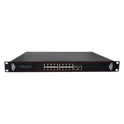 China Port POE Switch 10/100Mbps 16 PoE With 2 Gigabit Uplink 48V 260W Power Over Ethernet Switches Network Changer Smart Detection for sale