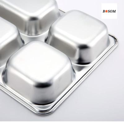 China New Metal Food Trays Stainless Steel Kitchenware Rectangular Dinner Dish Fast Food Trays Serving Server Modern Mold Tray for sale