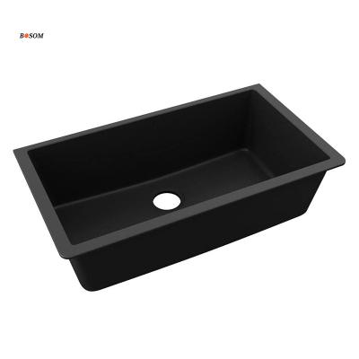 China Without Faucet and Hardware Manufacturer Kitchen Quartz Sink Granite Kitchen Basin Handmade Sink for sale