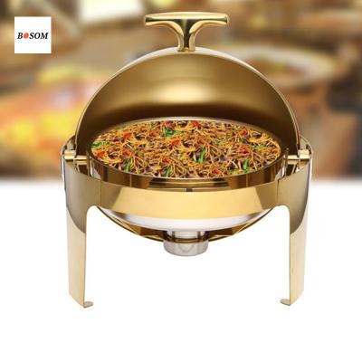 China Modern Wholesale Luxury Stainless Steel Rectangle Table Top Food Warmer Cylinder Desktop Chafing Dish For Buffet Equipment for sale