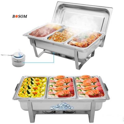 China China Modern Rolltop Chafing Dish Buffet Food Warmer Stainless Steel Glass Oblong Chafing Dish Set Normal Tray Food Container for sale