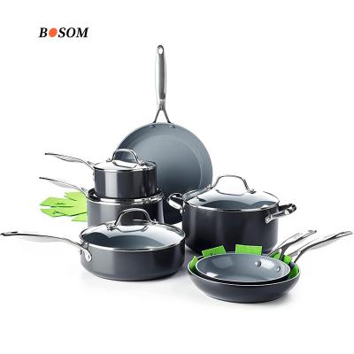 China Modern Cookware Pot Set And Pans Set Stainless Steel Cookware Set Cooking Pot With Frying Basket for sale