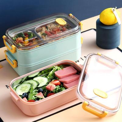 China Sustainable Modern Luxury 304 Stainless Steel Lunch Boxes , Portable 2 Grid Lunch Box Bento Box for sale