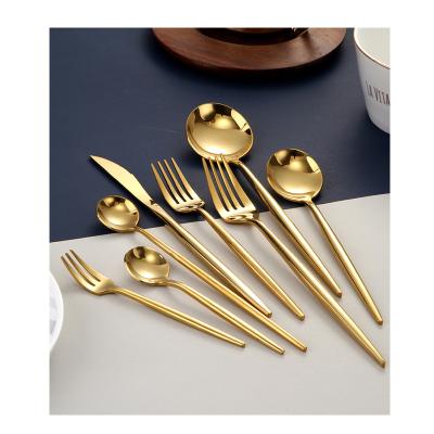 China Northern European Europe Style Cutlery Set Gold 24-Piece Stainless Steel Flatware Silverware Set Knife Fork Spoon Set For Home for sale