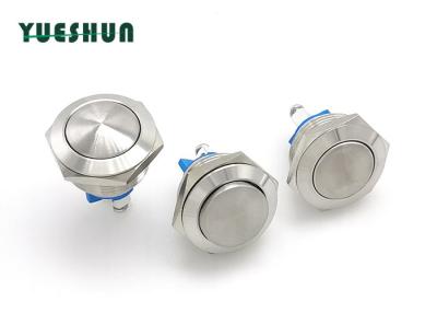 China Stainless Steel 19mm Momentary Push Button Switch Normally Open Silver Alloy Terminal for sale