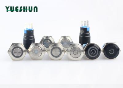 China Illuminated Waterproof Push Button , IP67 Push Button Switch Silver Alloy Terminal Material for sale