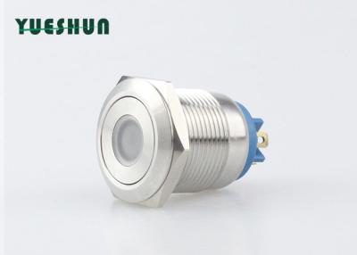 China LED Panel Mount Push Button Switch 19mm Pin Terminal Silver Alloy 1NO for sale