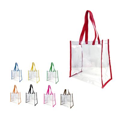 China Custom Wholesale Stadium PVC Handled Tote Transparent Clear Shopping Bag for sale