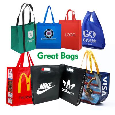 China Custom Eco Friendly Laminated Packaging Handled Promotional Boutique Shopping Non Woven Bag With Logo Printing for sale