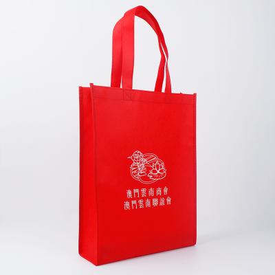 China Handled Silk Printing Eco - Friendly Non Woven Shopping Bag Red Logo Tote Bag for sale