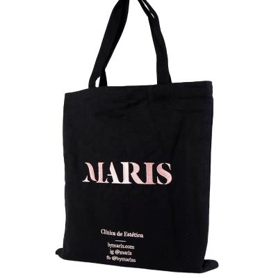 China Reuse Amazon ebay nsa black canvas tote bag cotton embroidery logo canvas tote bag for sale