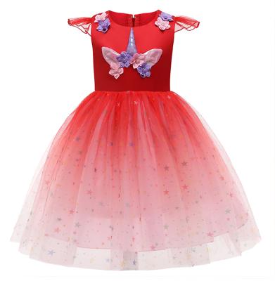 China Washable Hot Selling High Quality Baby Gifts Lovely Unicorn Dress Girl Unicorn Dress Dance Dress for sale