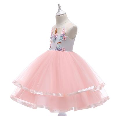 China Unicorn Washable Color Dress Princess Girl New Product Puffy Skirt Halloween Party Costume For Birthday Garment for sale