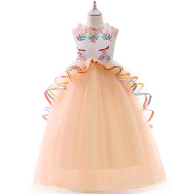 China Hot Sale Washable Children's Dress Queen Girl Quilted Mesh Unicorn Princess Dress Tutu A Line for sale