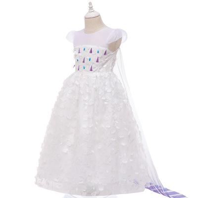 China 2021 Long Sleeve Princess Girls Elsa Dress Ins Style Sequin Washable Flowers Mesh Trim Costume For Kids for sale