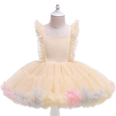 China D0777 2021 New Summer Viable Pink Cake Princess Dress Toddler Babies Flower Shape Pageant Party Tulle Garment for sale