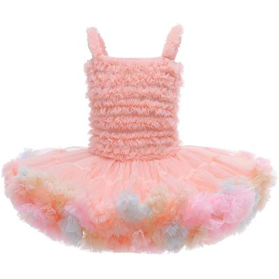 China Beauty Washable Tutu Dresses Wholesale Pink Chiffon Dresses Designs Soft Princess Party Tutu Dress Ruffle Kids Babies for sale