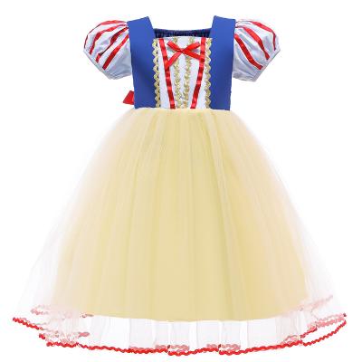 China 2021 Snow White Princess Birthday Performance Dress Washable Lovely Children Mesh Bubble Sleeve Girl Princess Dress for sale