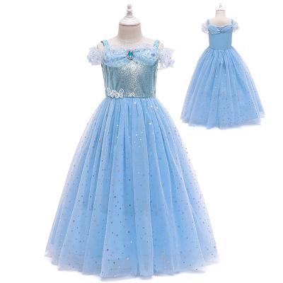 China 2021New summer princess Cinderella cosplay costume sequined short-sleeved clothes dress washable children for sale